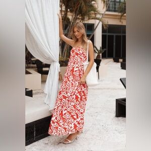 PETAL + PUP Soph Dress Red and White Floral SZ XS NWT